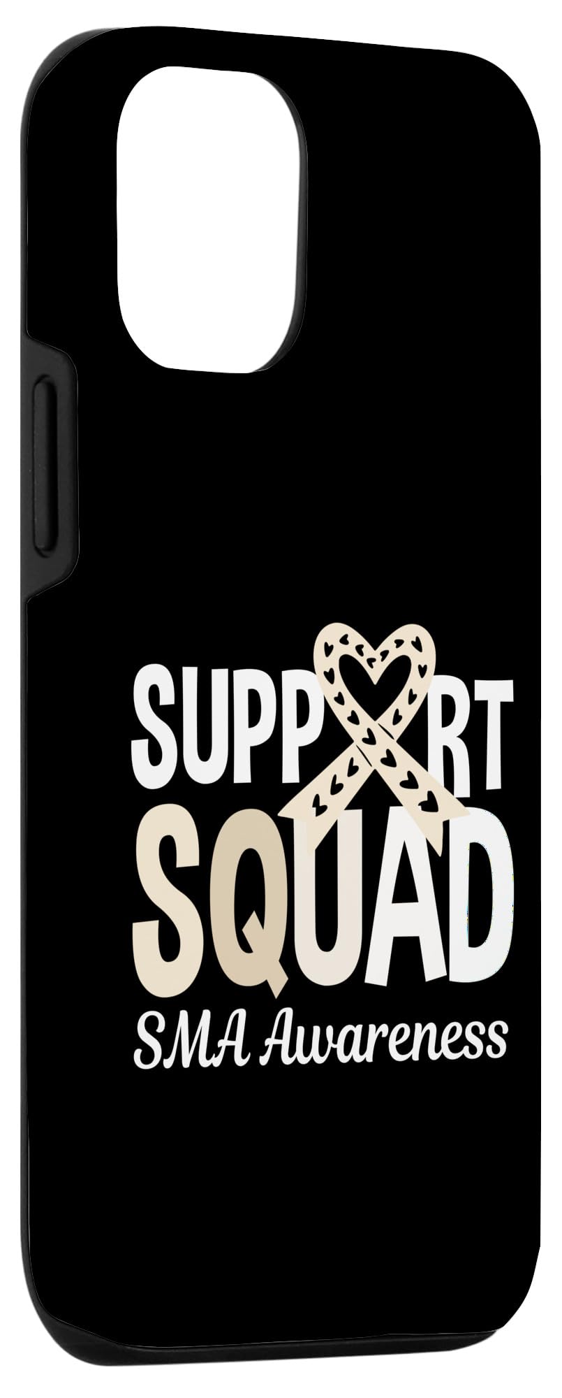 iPhone 14 Pro Support Squad SMA Awareness Wear Ivory Ribbon Heart Case - Image 3
