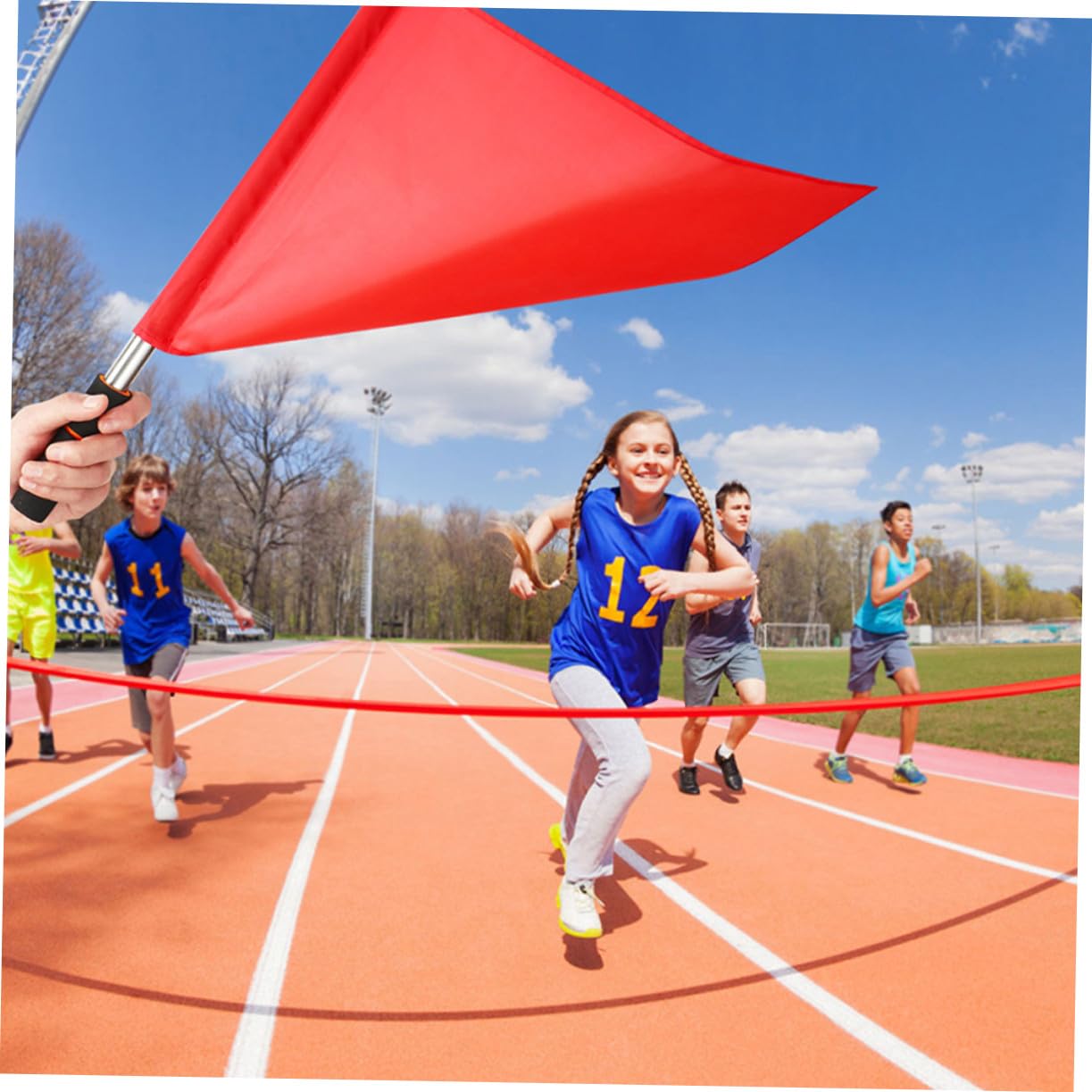 MAGICLULU Bandiere Arbitrali Da Calcio Portatili Rosse in Poliestere Aste in Acciaio Resistente 6 Pezzi Per Gare Sportive, Segnalazione Partite e Gestione Traffico