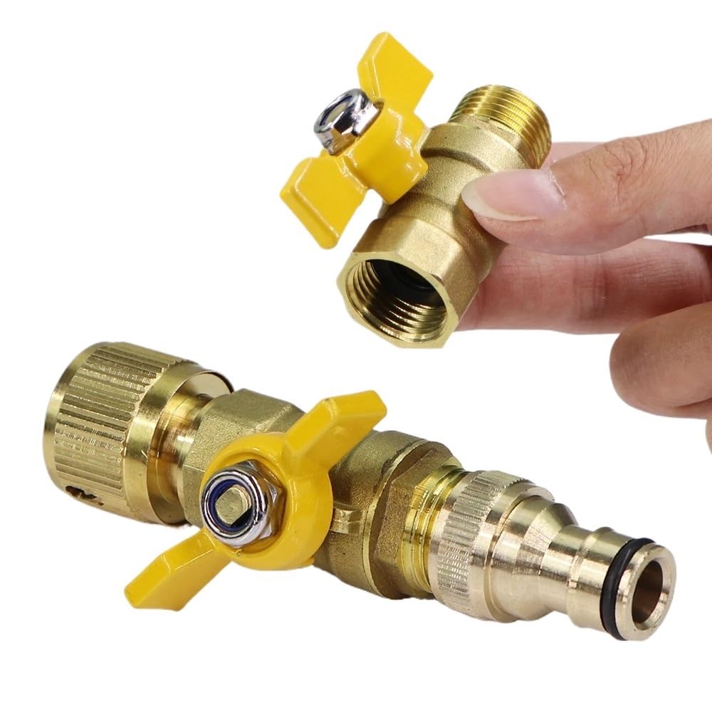 Generico 16mm 1/2 "Giardino in Ottone Valvola a Sfera Tubo Adattatore Tubo di Irrigazione Irrigazione Raccordo Connettore Rapido Giunti di Accoppiamento Collegare Riparazione(Female Female)