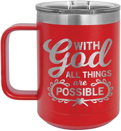 Miniatura 8 de WITH GOD ALL THINGS ARE POSSIBLE Negro Taza de café de 15 oz con tapa deslizante  Taza de café de viaje aislada  Ideas de regalos de cumpleaños o