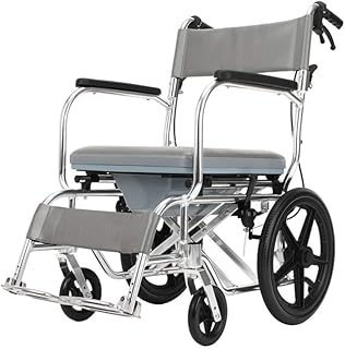 H.yina Silla Inhabilitado Móvil Aseo Hogar Baño Baño Anciano Cómoda Silla de Ruedas Plegable, Gris