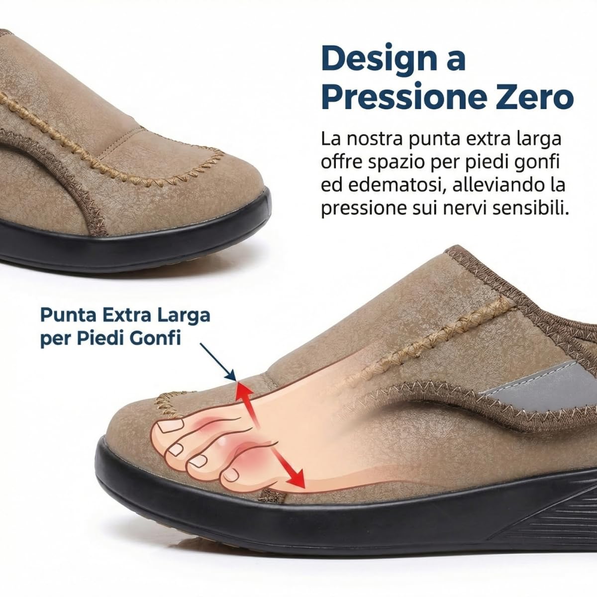 Scarpe Diabetiche Uomo e Donna con Chiusura a Strappo Regolabile, Scarpe Ortopediche Extra Larghe Antiscivolo Traspiranti per Anziani, Donne Incinte, Piedi Gonfi e Sensibili