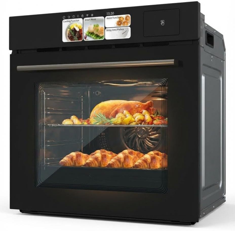 Single Wall Oven 24 Inch Built-in Electric Ovens 3000W 240V 2.5Cu.ft Convection Stainless Steel Oven, Normal Mechanical Knobs