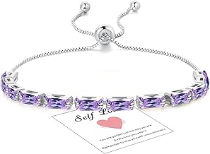 HEEYA Tennis Bracelets for Womens, Sterling Silver/14K Gold Plated Adjustable Slider Crystal Bracelet with Cubic Zirconia Lady Birthday Christmas Gifts for Mum Girls with Box