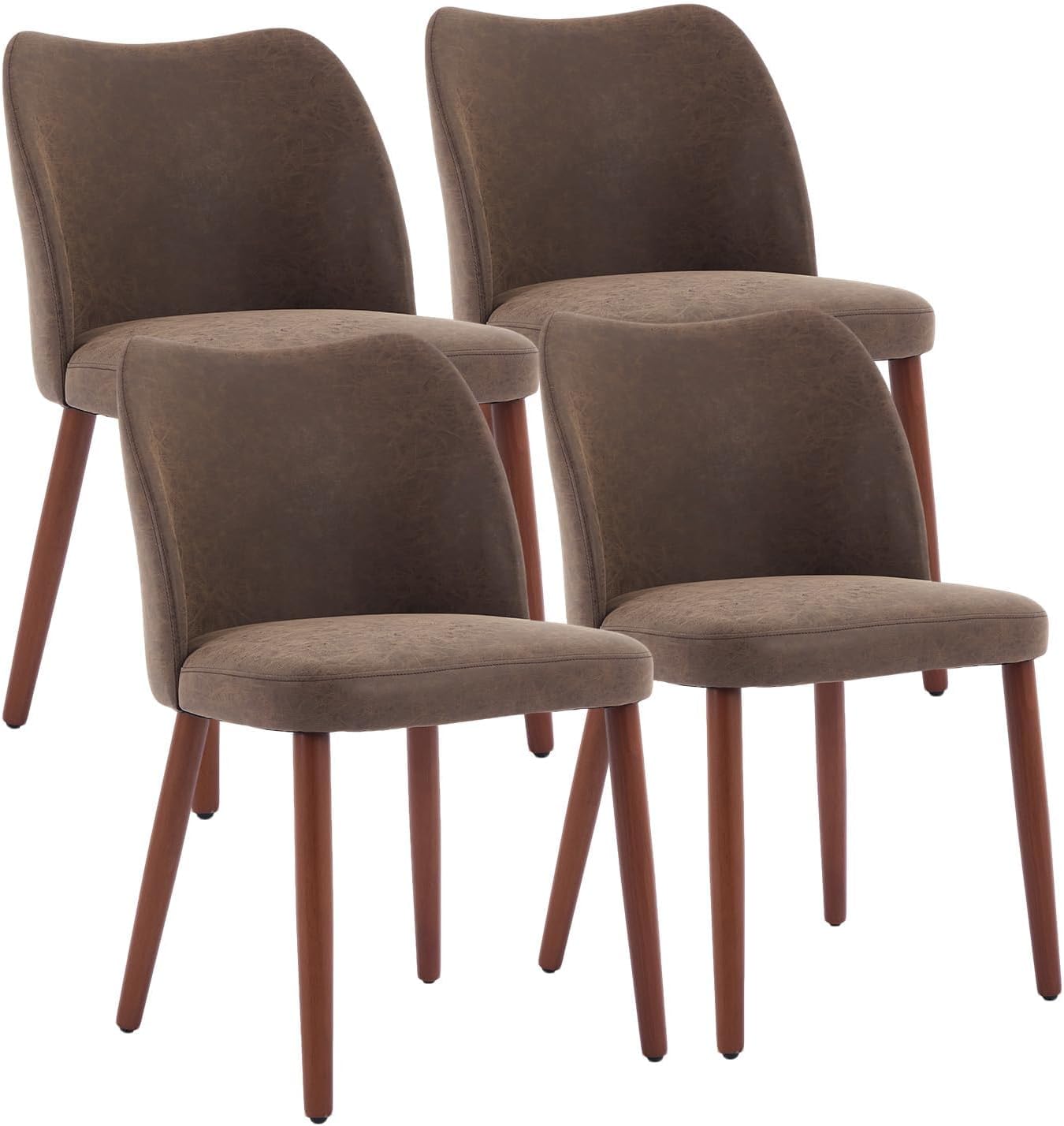 GarveeLife Modern Wingback Dining Chairs Set of 4 – Upholstered in Linen or PU Leather, Thick Cushions, Wooden Legs, Leveling Feet – Accent Kitchen & Dining Room Chairs for Home or Living Room.