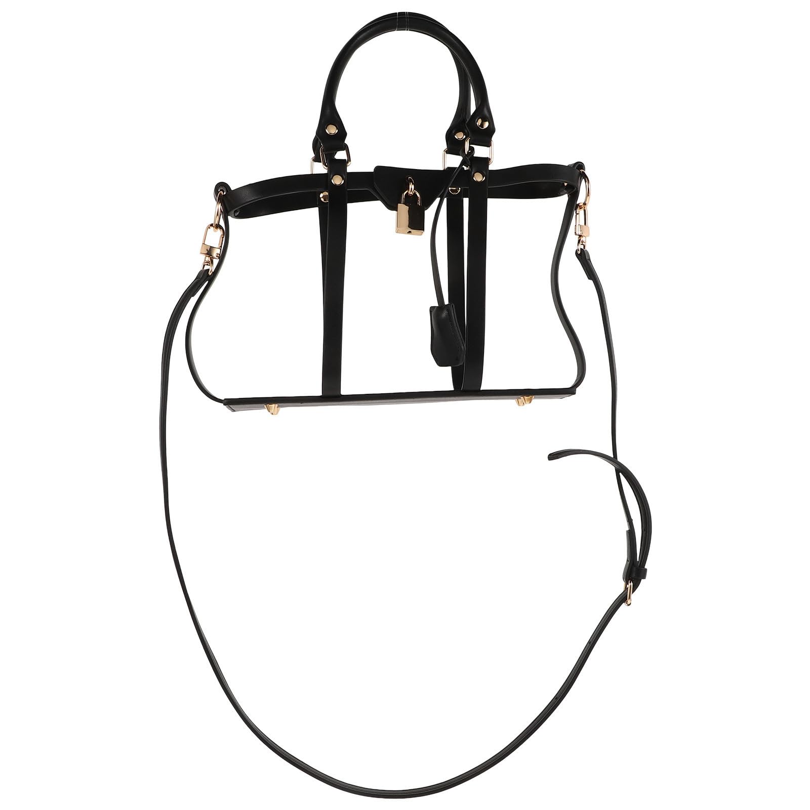 Conjunto Portátil de Accesorios para Bolsos de Mano con Diseño Retro en PU Negro, Soporte de Exhibición y Correa para Bolso Cruzado, Adecuado para Viajes y Uso Diario