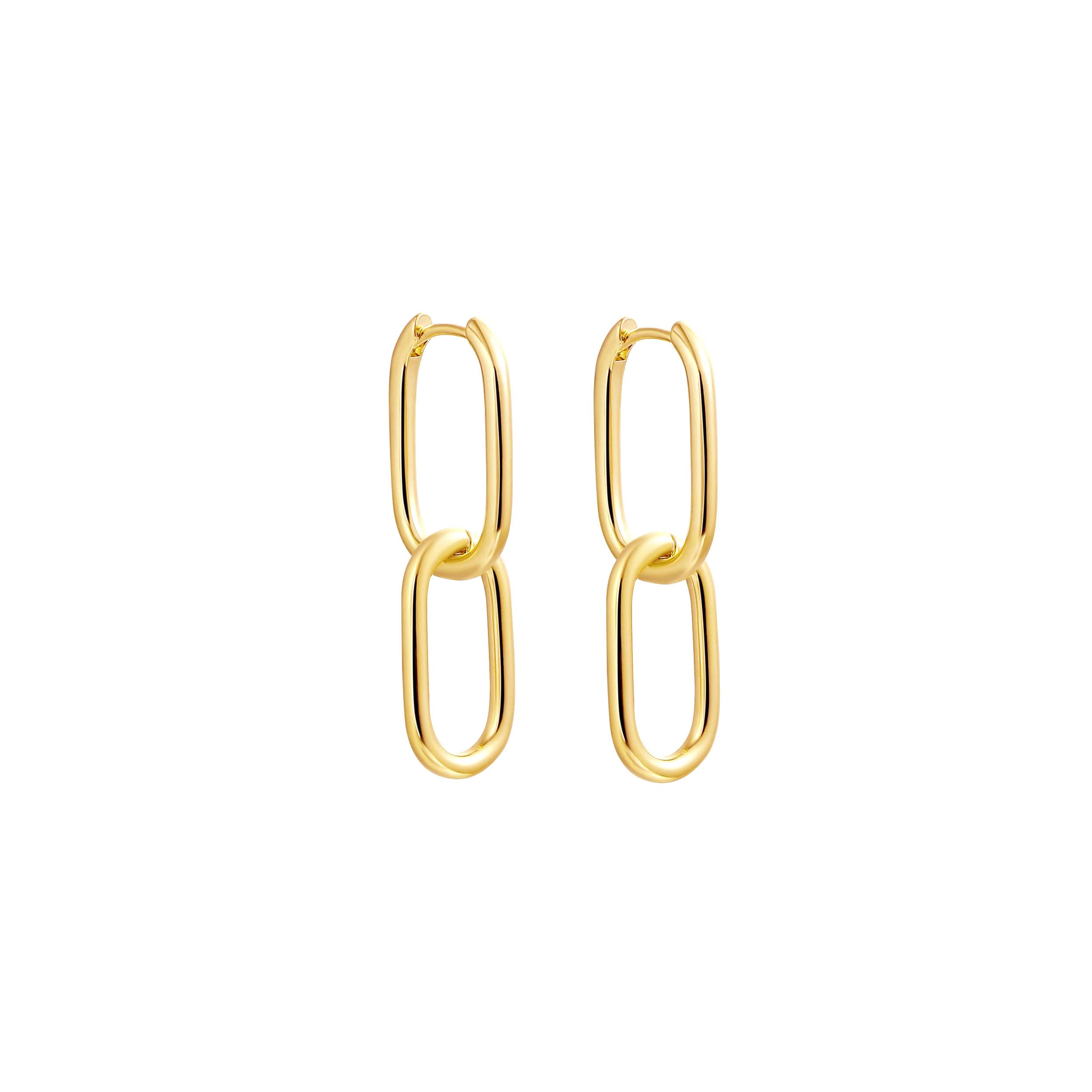 Kyerlyn Dainty Paperclip Huggie Hoop Earrings 14K Gold Plated Chunky Chain Link Earrings Simple Cable Link Earrings for Women