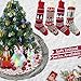 Bstaofy Set of 4 20'' Extra Long Knitted Christmas Stockings Stretchable Handmade Woven Snowflakes and Reindeer Assorted Xmas Tree Hanging Decorations