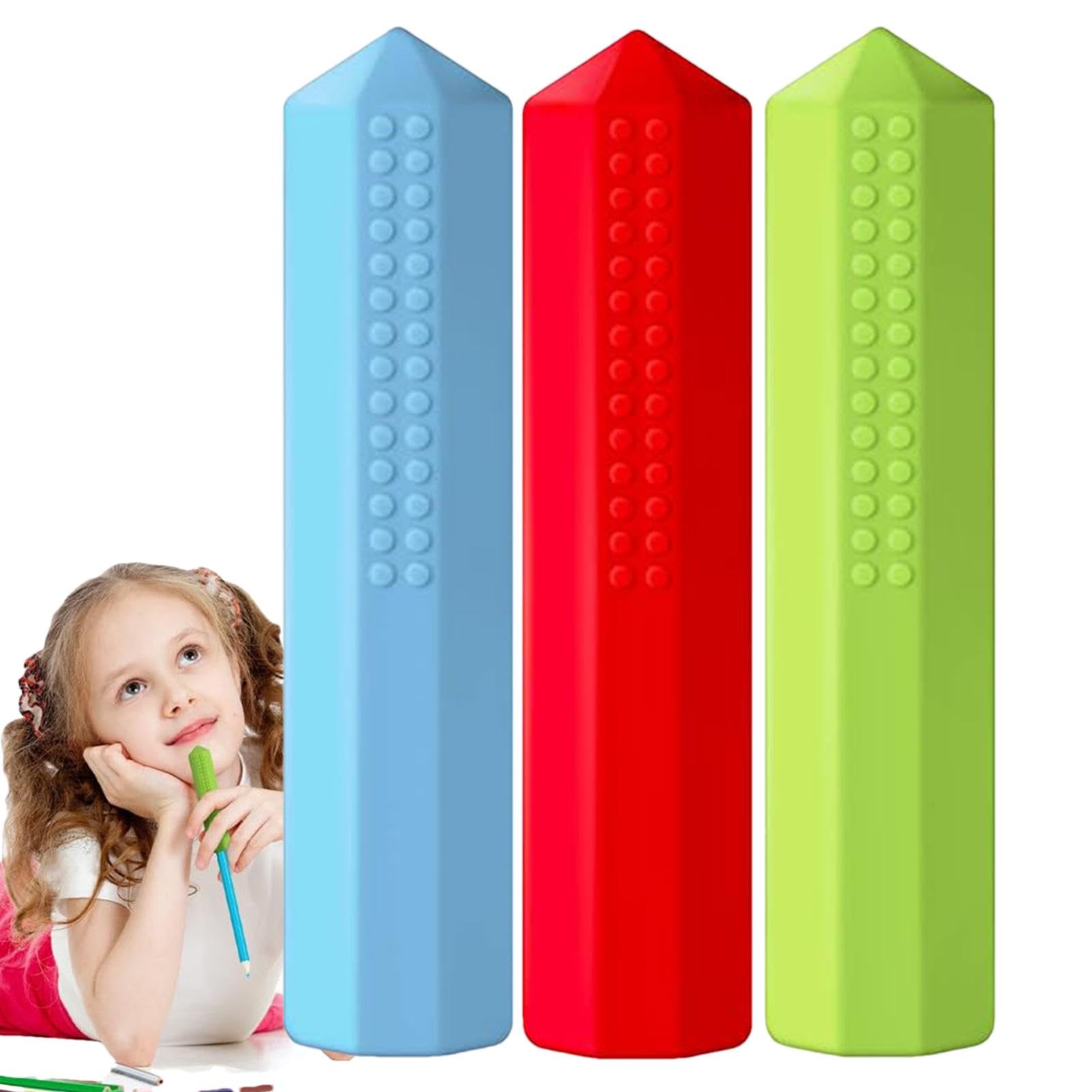 Toppers Masticabili Per Matite In Silicone - 4 Colorati A Forma Di Pietre Preziose Per Scrittura - Foto 9