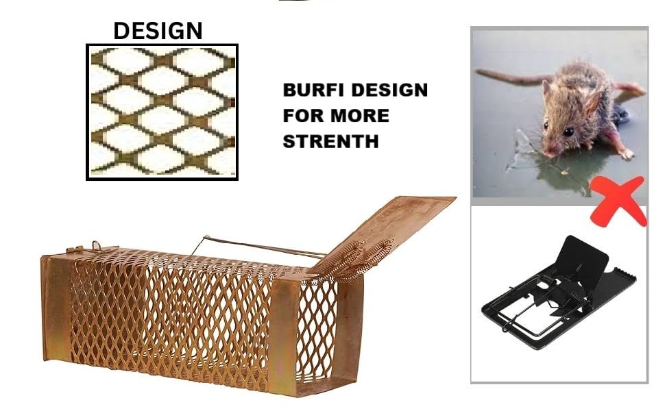 Image of Livshine Rat /Mouse /Rodent Small Trap Cage Rustic Copper (Diamond Trap Medium, 2)
