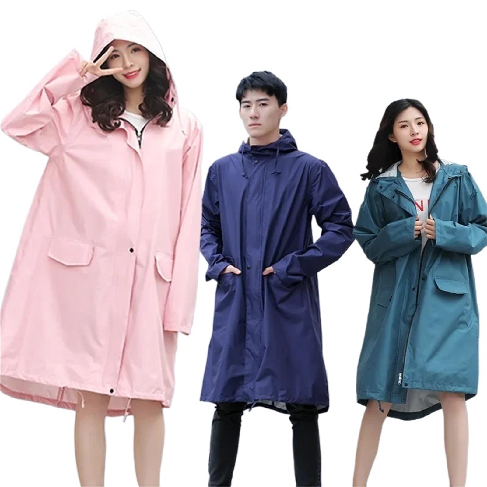 Impermeabile Impermeabile Lungo da Donna e Uomo, Traspirante, Portatile, Idrorepellente, Poncho Antipioggia