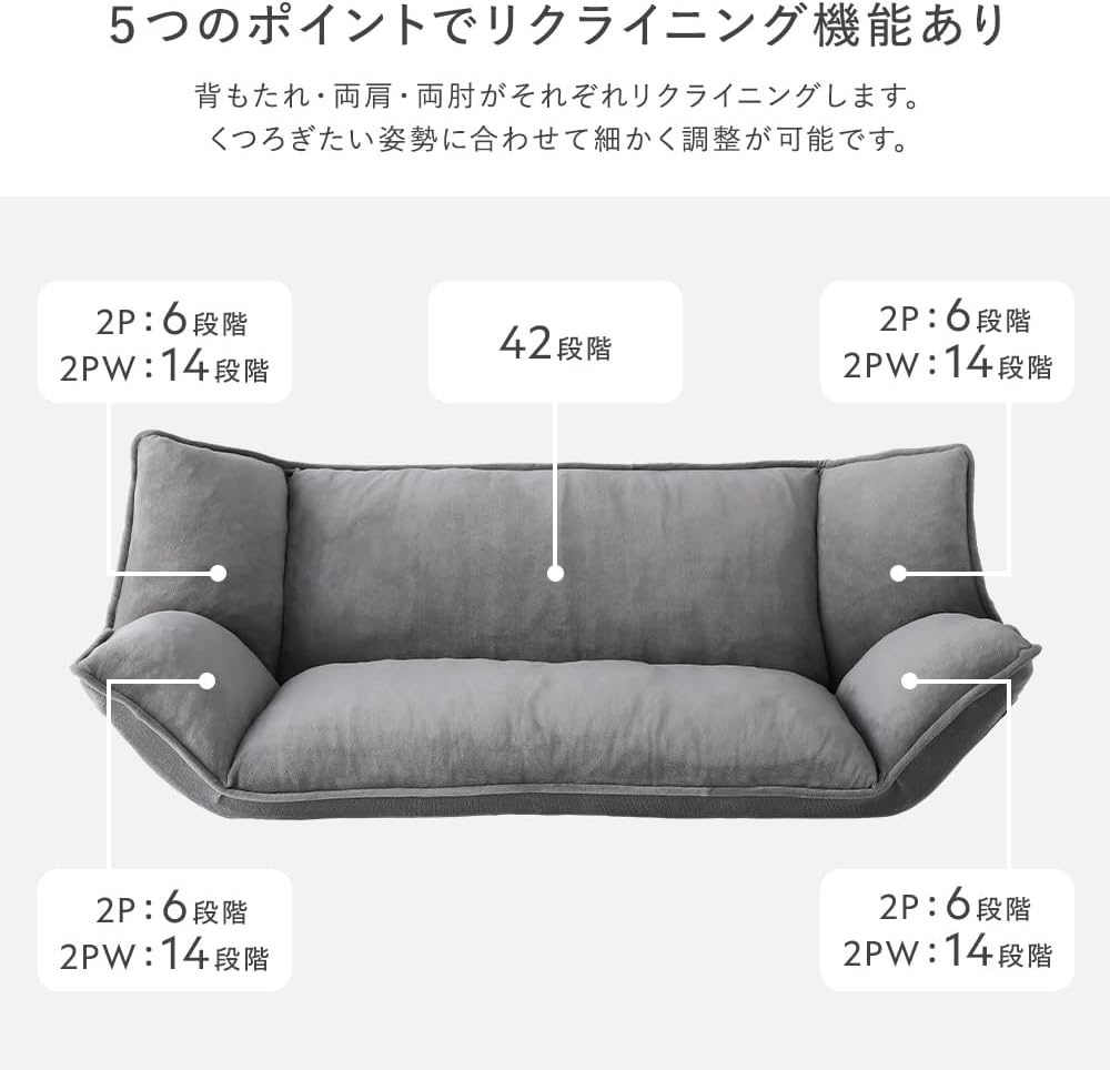 RASIK ソファーベッド リクライニング 2人掛け ブルーグレー