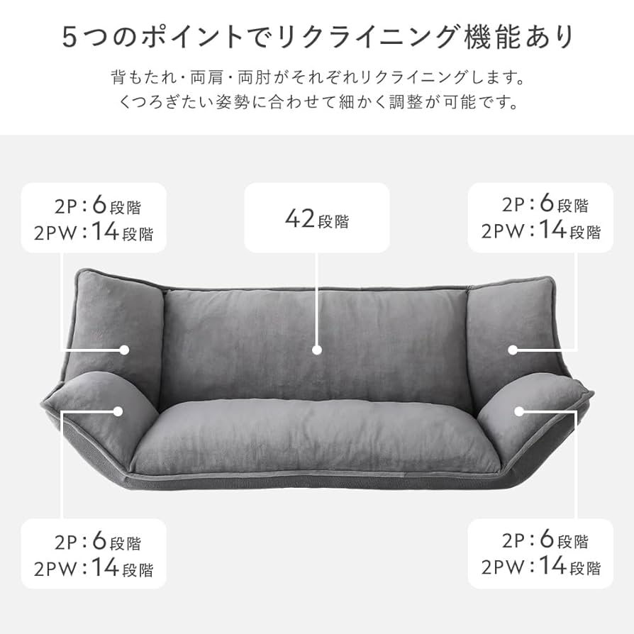 Amazon｜RASIK ソファーベッド リクライニング 2人掛け グレー