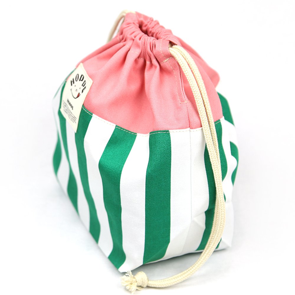 Amazon.co.jp: 巾着M グリーンストライプ 巾着袋 中 弁当袋 給食袋