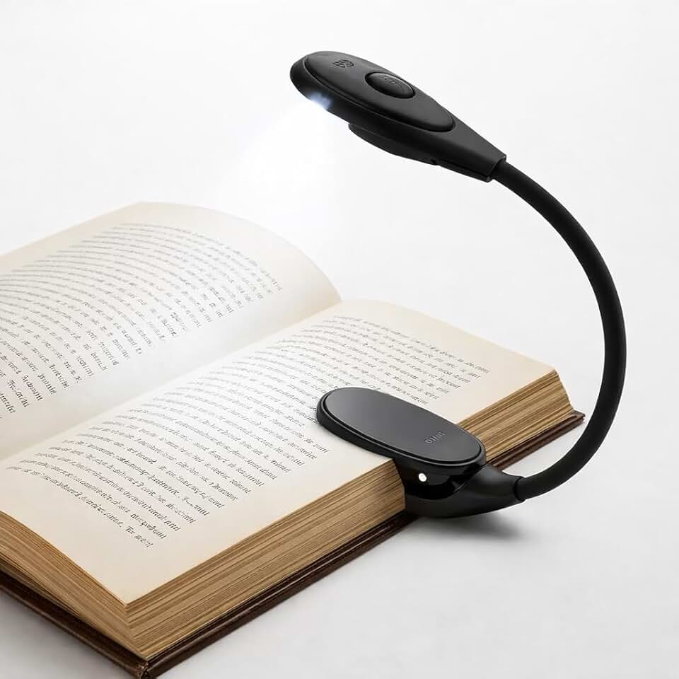 Luz de Leitura LED para Livro com Clip, Luminária Ajustável para Estudar e Ler à Noite, Portátil