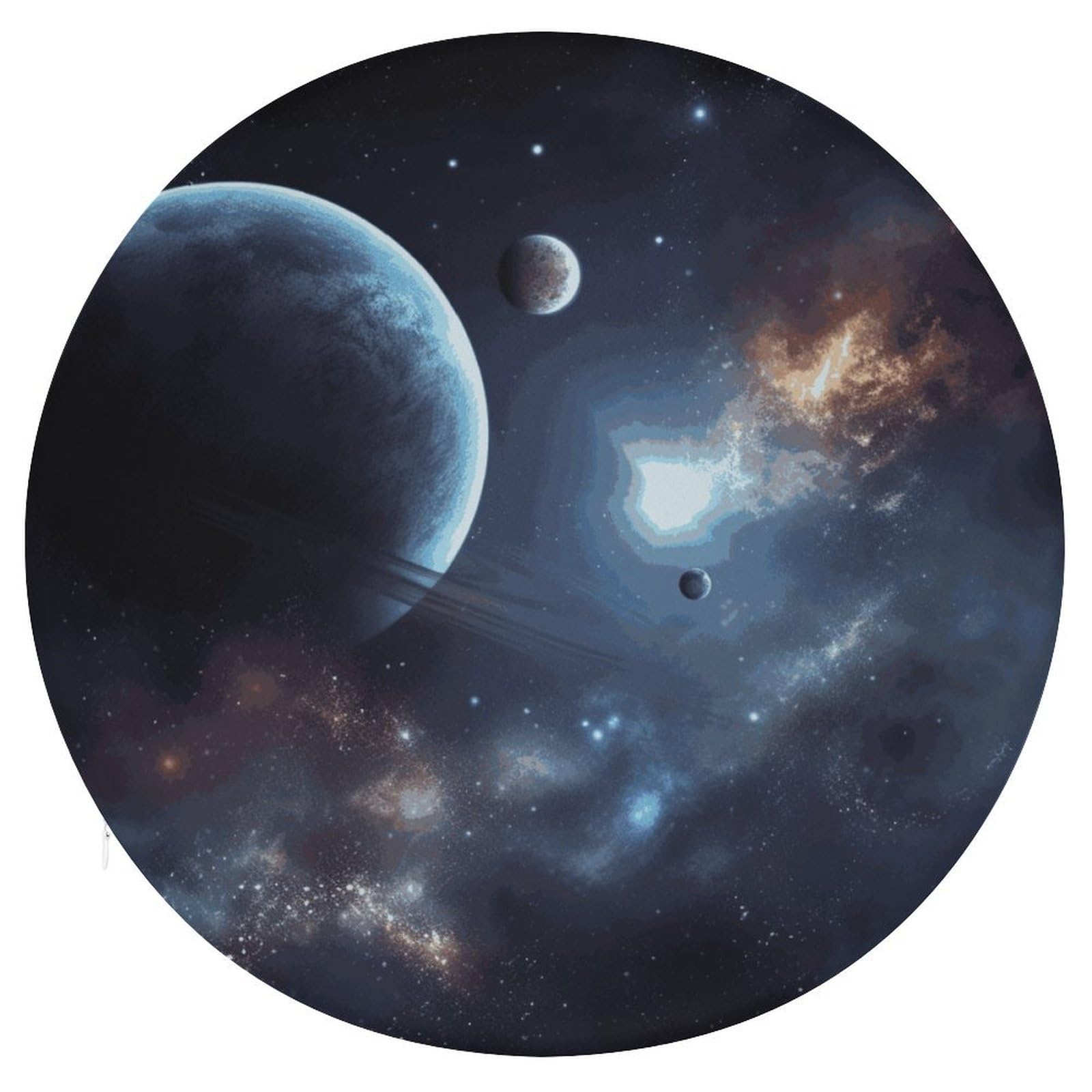 Wsoihfec Style Moon Stars And Planets Seat Cushion Round Chair Pad