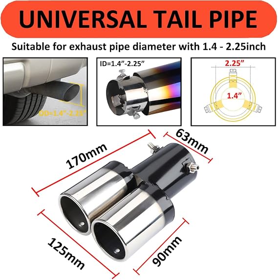 Car Exhaust Tailpipe Stainless Steel Exhaust Trim Tailpipe Silencer
