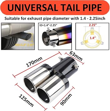 Car Exhaust Tailpipe Stainless Steel Exhaust Trim Tailpipe Silencer