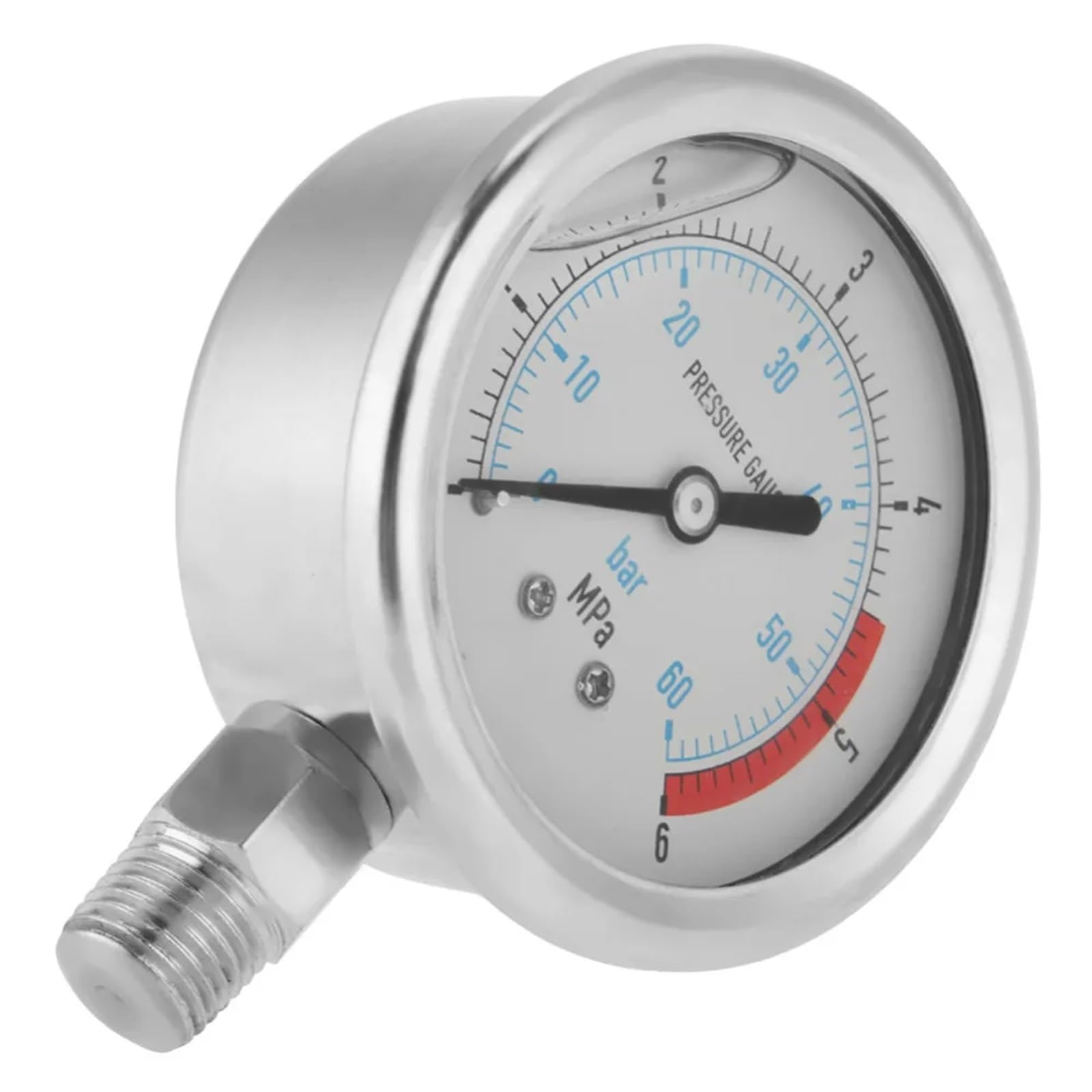 Manómetro de presión de Agua hidráulico de 0 a 60 Bar y 0 a 6 MPa, 1/4" NPT, Esfera de 60 mm, Herramienta de medición de presión