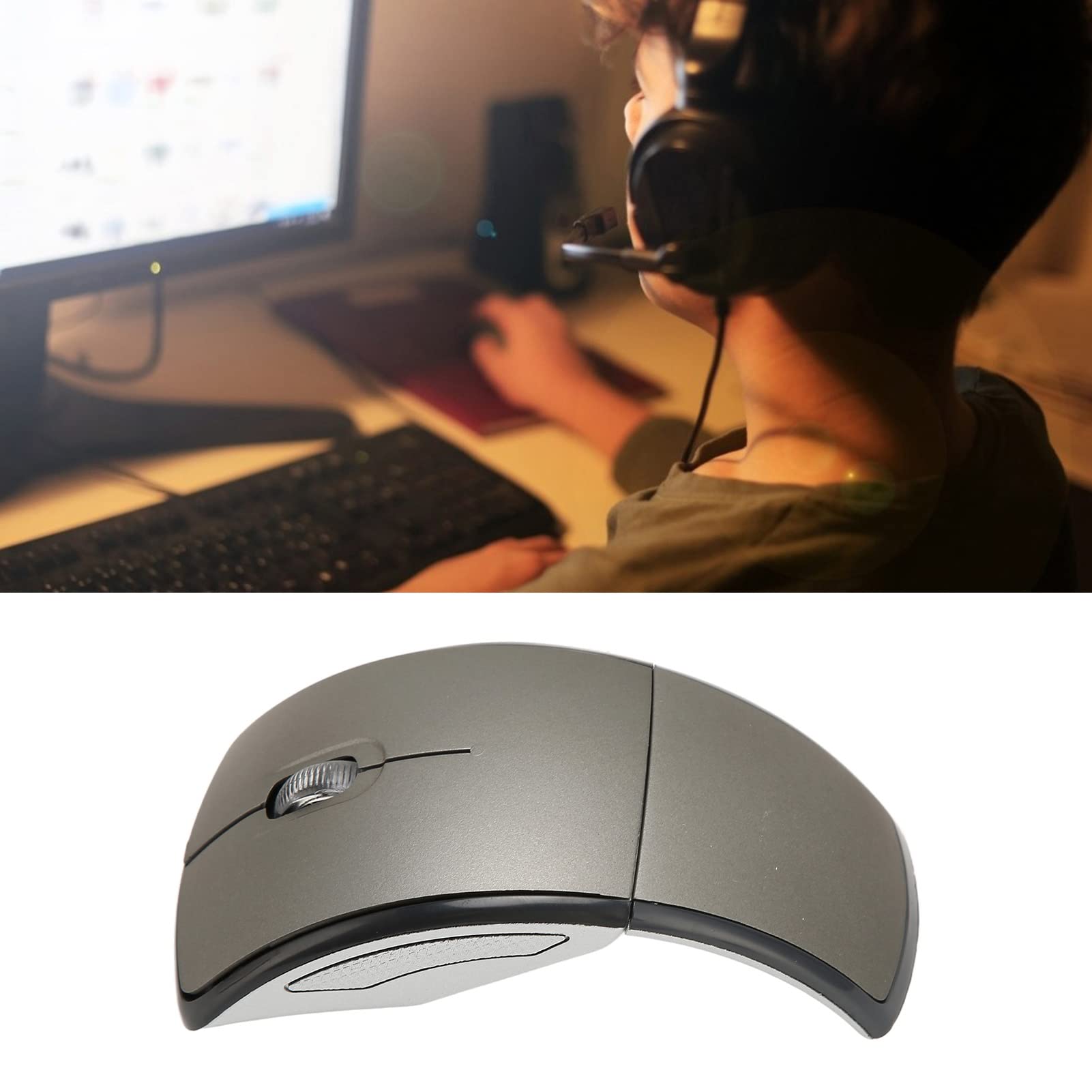 Ratón Inalámbrico Plegable, Ratón De Arco De 2,4 GHz Con Receptor USB