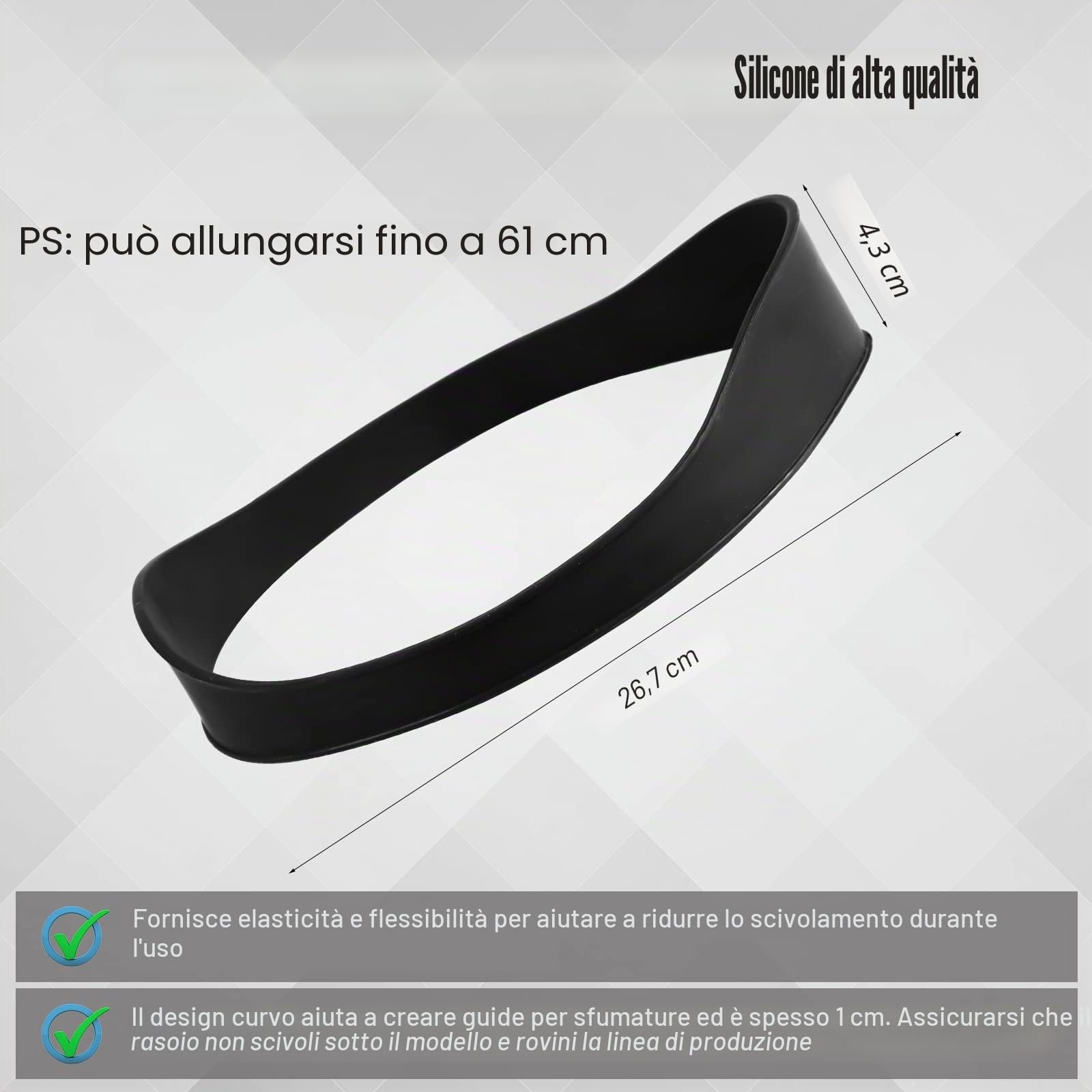 Fascia Taglio Capelli Curva in Silicone, Fascia Per Capelli per Tagli Casa Fai da Te Fascia Taglio Capelli in Silicone Con Morbidezza Ed Elasticità per Uomo (Nero)