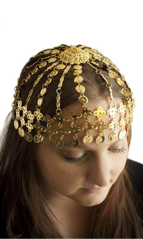 Gold Coin Headpiece Arabian Head Jewelry UK Boho Gold Draping