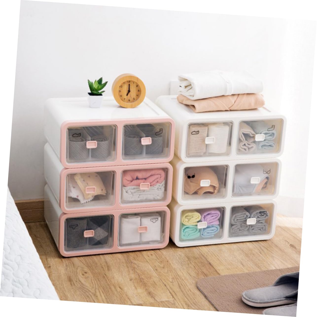 16cuadrículas Caja Organizadora Ropa Interior Calcetines Contenedor Almacenamiento Plástico Divisor Cajón Escritorio Fácil Limpiar