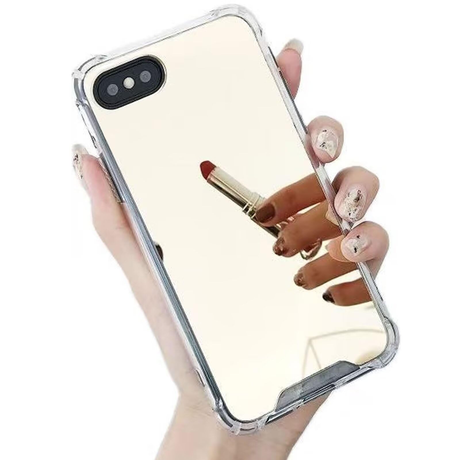 Miagon Mirror Case for iPhone 6S Plus/6 Plus,Makeup Mirror Effect Bright Reflection Hard Mirror Back Bumper Rubber Phone Cover for Girls Women