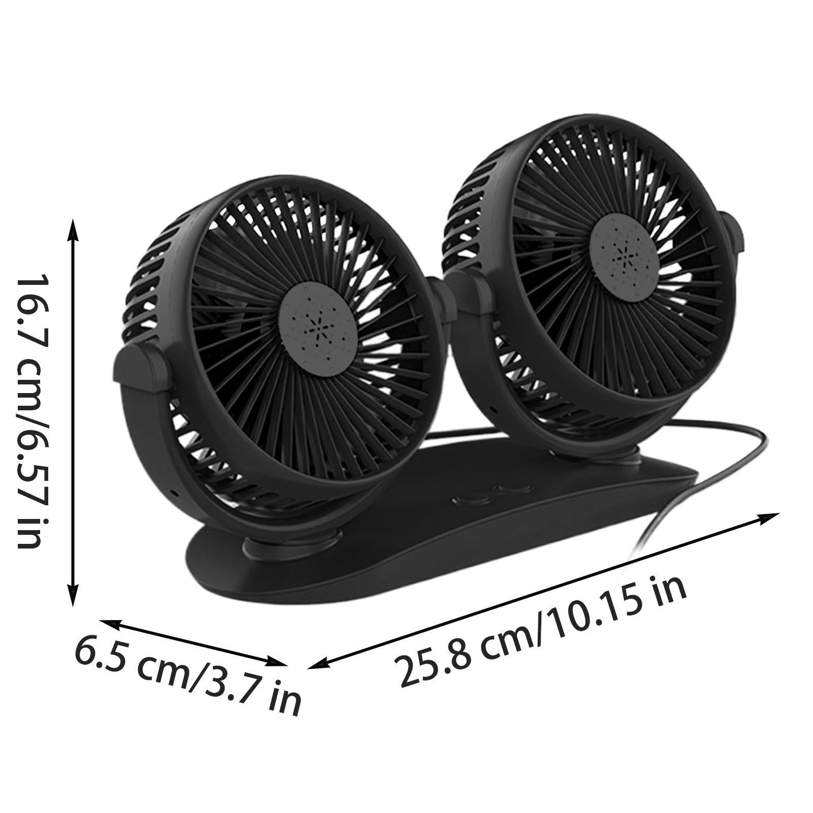 Ventola Per Auto USB - Ventola USB A Doppio Interruttore A Doppia Testa Da 10,16 Pollici | Ventole Per Auto Regolabili A 3 Velocità Per Il Passeggero Del Sedile Posteriore | Ventilatori Per Sedili Pos