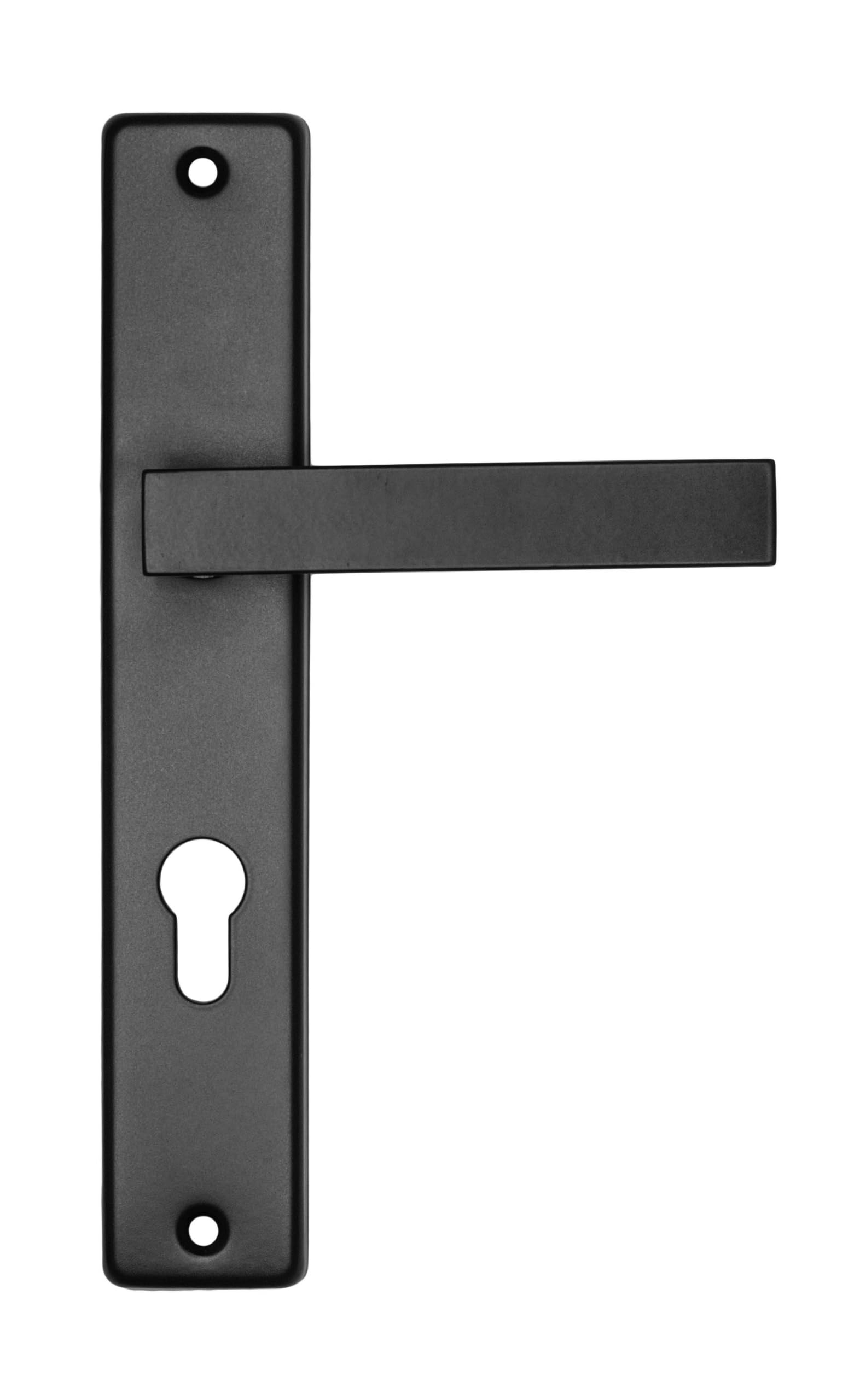 QRS - KWADRO Türgriffe Innentüren Schwarz Matt - Türklinken Innen Eckig - Langschildgarnitur, aus Stahl & Aluminium, Türdrückergarnitur, Drückergarnitur Zimmertür, Türbeschlag - 85mm, PZ85
