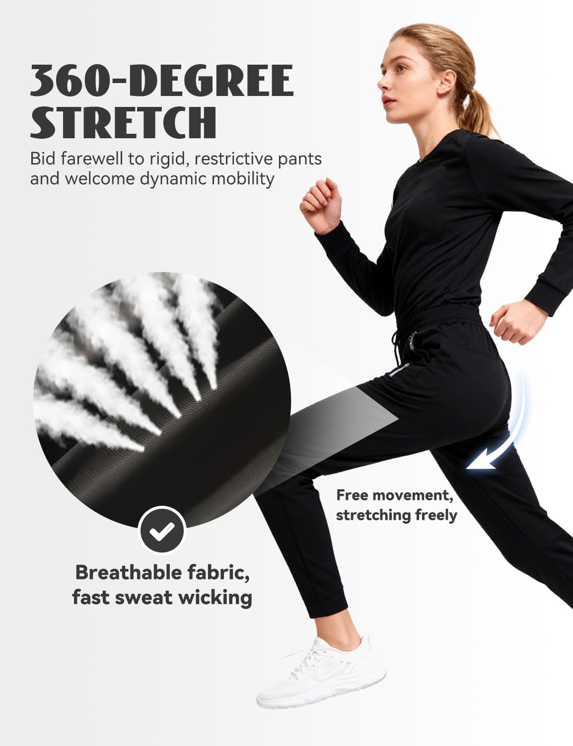 Stretch Active Pants for Women over 50, Ultra Stretch Ice Silk Women Quick Drying Pants with Drawstring & Pocket - Image 5