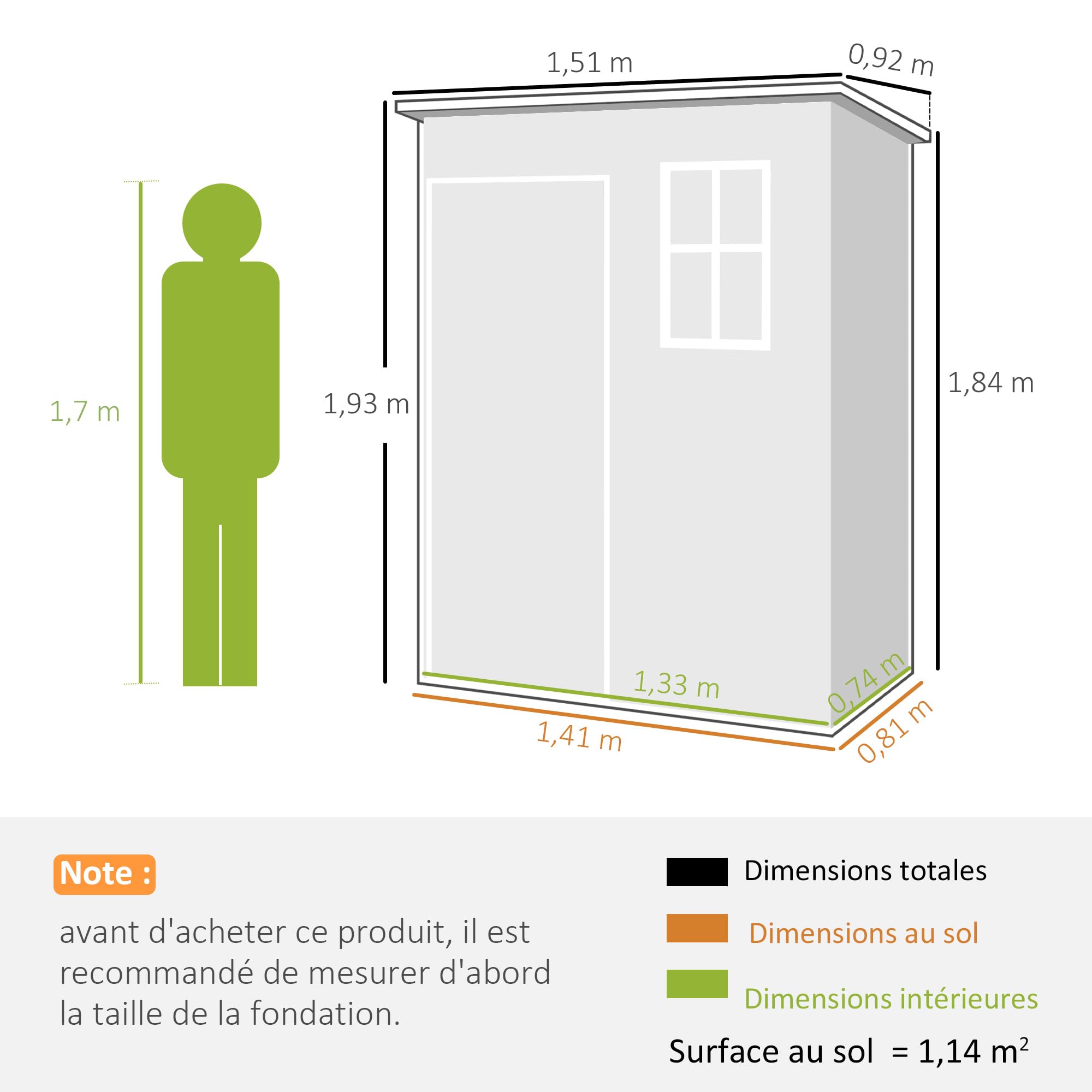 Outsunny Abri de Jardin 1,14 m² Aération Fenêtre 151L x 92l x 193H cm Gris | Cabane de Jardin pour Outils, Porte Verrouillable, Plastique