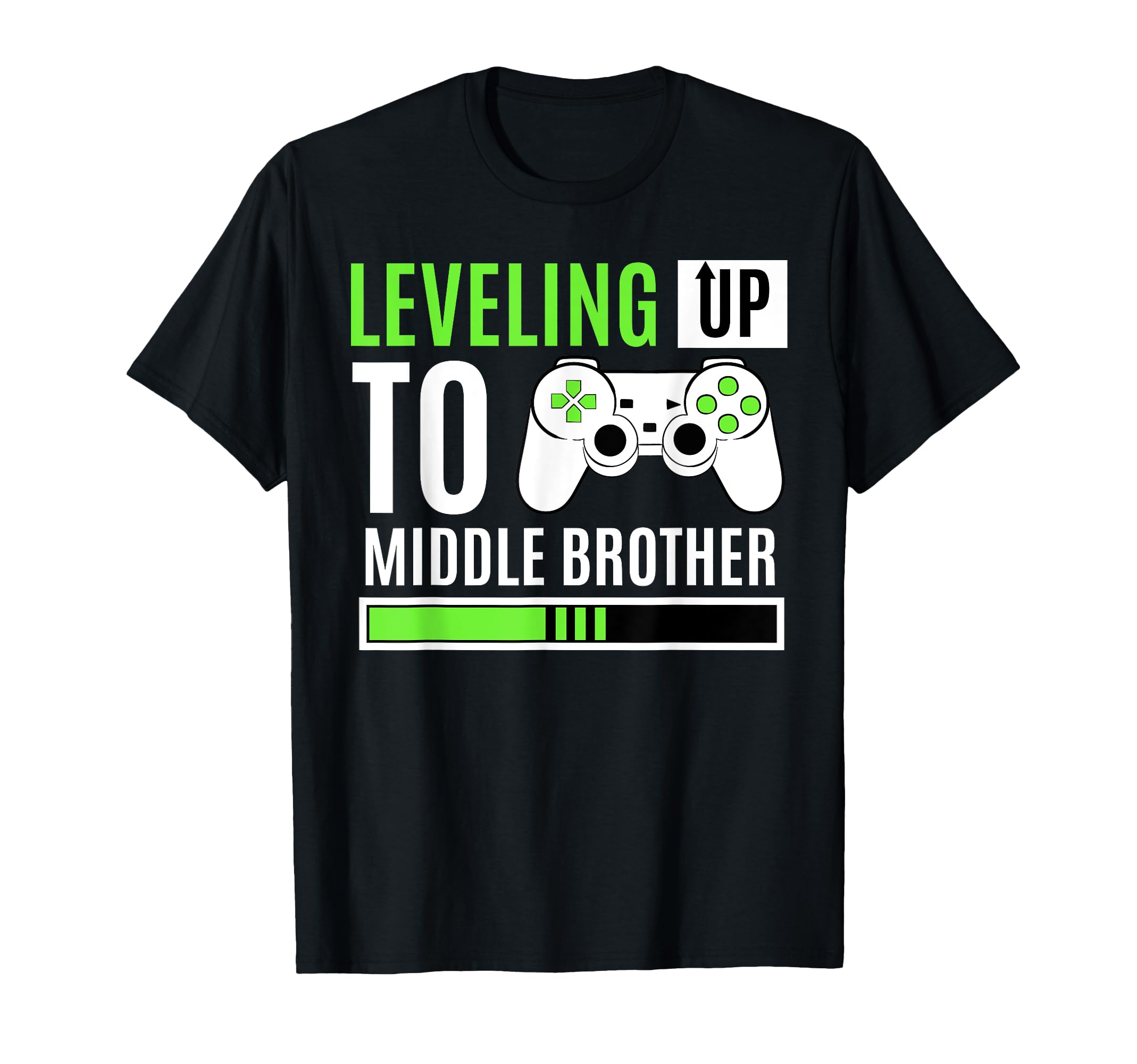 Leveling Up To Middle Brother Gaming Baby Gender Celebration T-Shirt