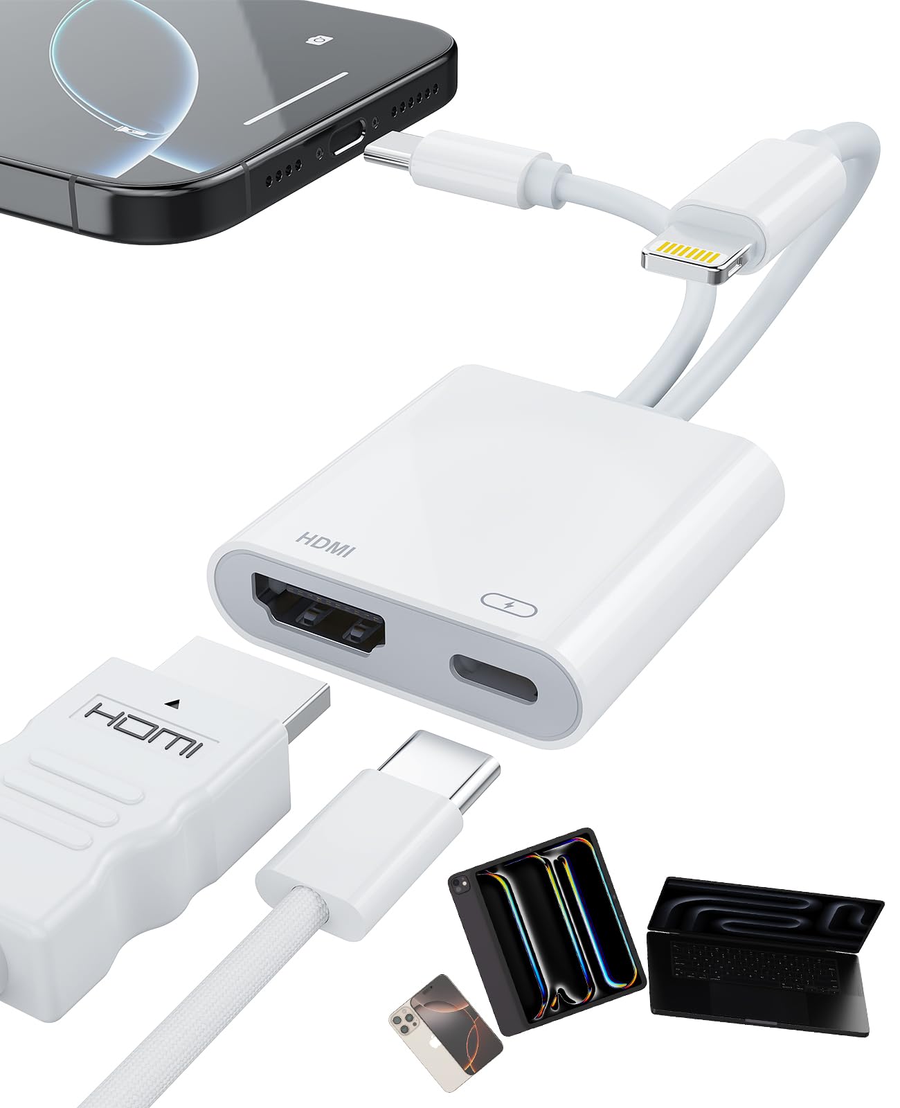 Amazon.co.jp: 【2026新登場・MFi認証】iPhone hdmi変換ケーブル 2in1
