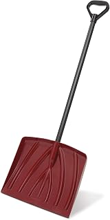 Suncast 12-Inch Kids Snow Shovel with Ergonomic D-Grip & Galvanized Steel Strip - Durable Red Shovel for Driveways & Sidewalks