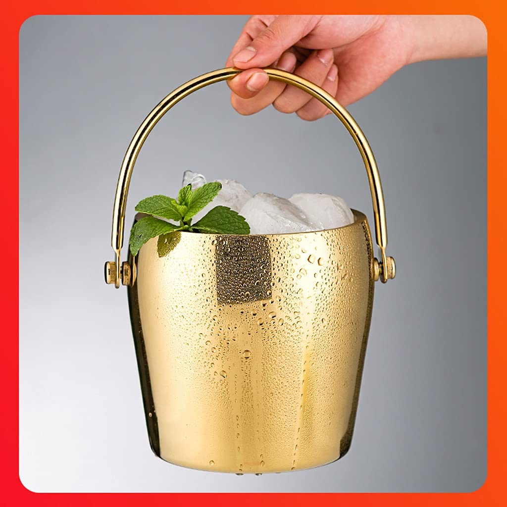 Cubitera de Gran Capacidad, Recipiente de Metal con asa de Transporte en Forma de Cabeza de Ciervo, Cuenco de Acero Inoxidable para champán, para Uso en el hogar, Bar o Tienda de b