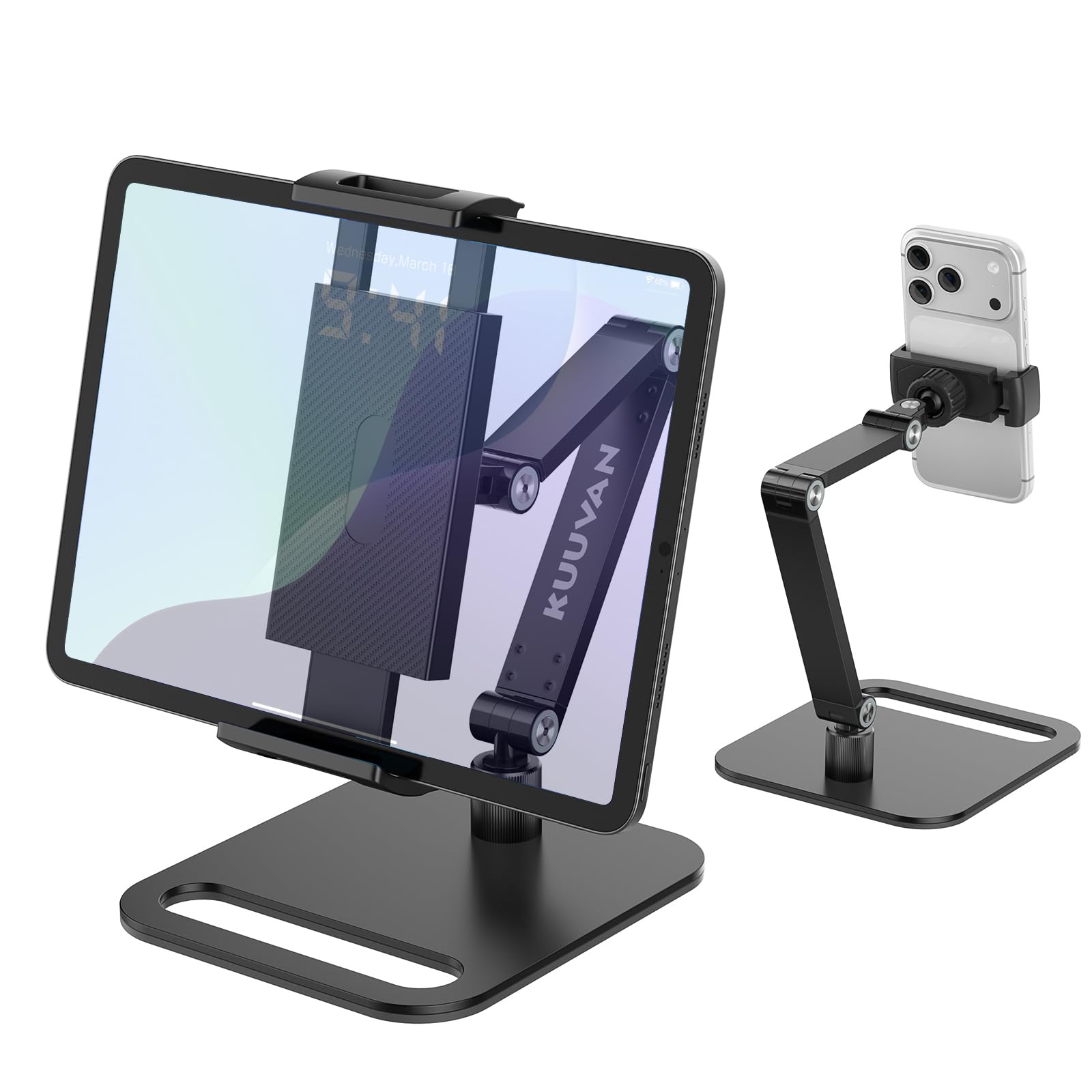 KUUVAN Tablet Stand Holder for iPad Portable Monitor Stand Holder 15 6 16 Aluminum Alloy Foldable Arm Mount