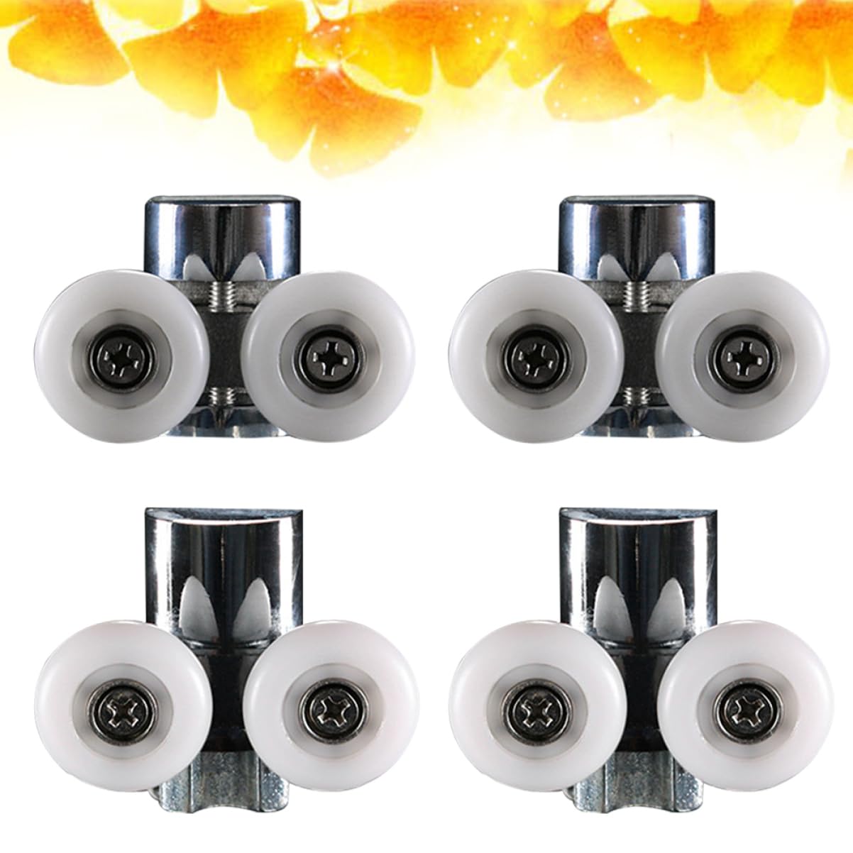 VILLCASE 4Pcs Stainless Steel Swing Wheel Bathroom Glass Door Rollers Bathroom Door Roller Smooth Low Noise Sliding for and Cleaning Replacement for Shower