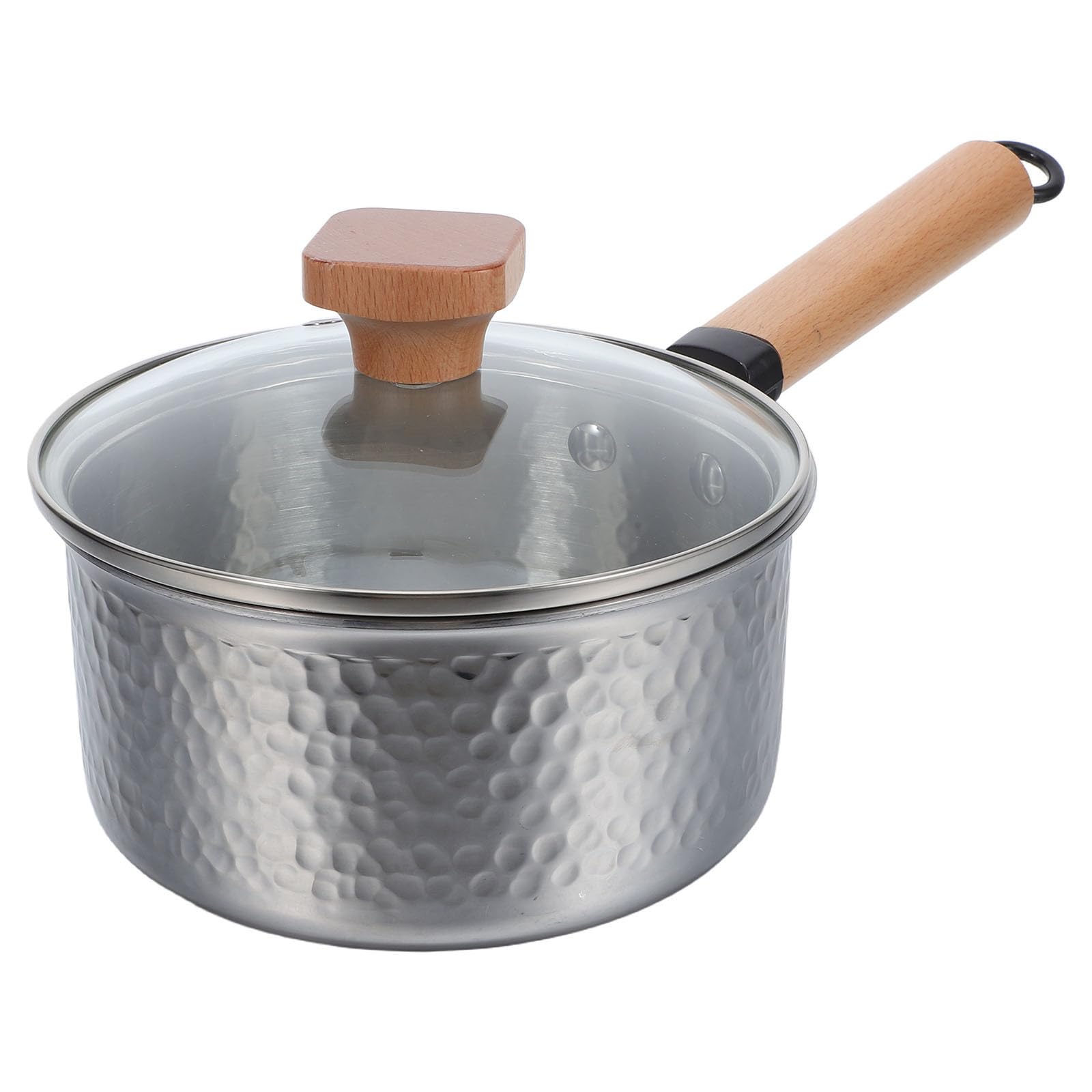 Pentola Giapponese in Acciaio Inox con Coperchio in Vetro, Martellata
