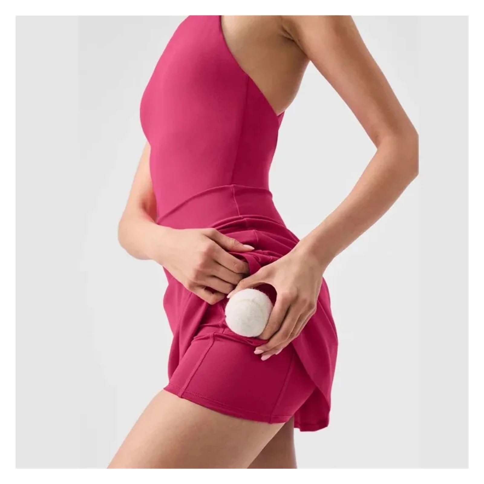 Vestido Tenis Mujer Falda Suave cómoda de la Yoga de los Deportes de la Tela del Cuello Alto construida en Vestido del Tenis de los Pantalones Cortos(White,M)