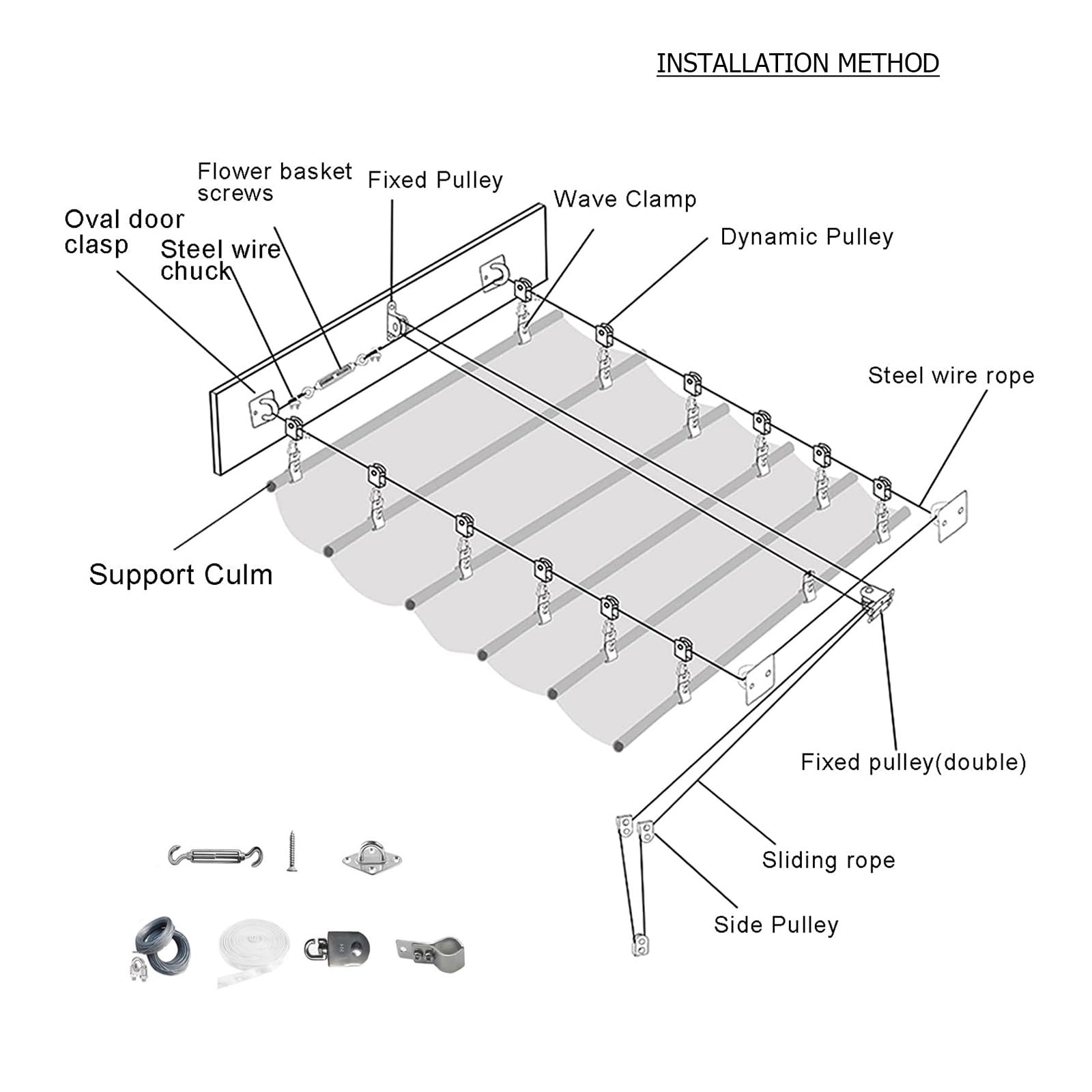 Copertura impermeabile retrattile per pergole e tende parasole per esterni, per giardini, terrazze, ponti e gazebi, sostituisci la tua tenda (dimensioni: 3,2 x 4 m (larghezza x lunghezza x lunghezza)