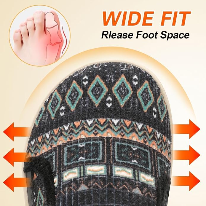 Image of Spesoul Wide Womens Slippers Adjustable House Shoes Indoor Outdoor Barefoot Slippers Cozy Walking Shoe Swollen Edema Diabetic Shoes 7 Wide