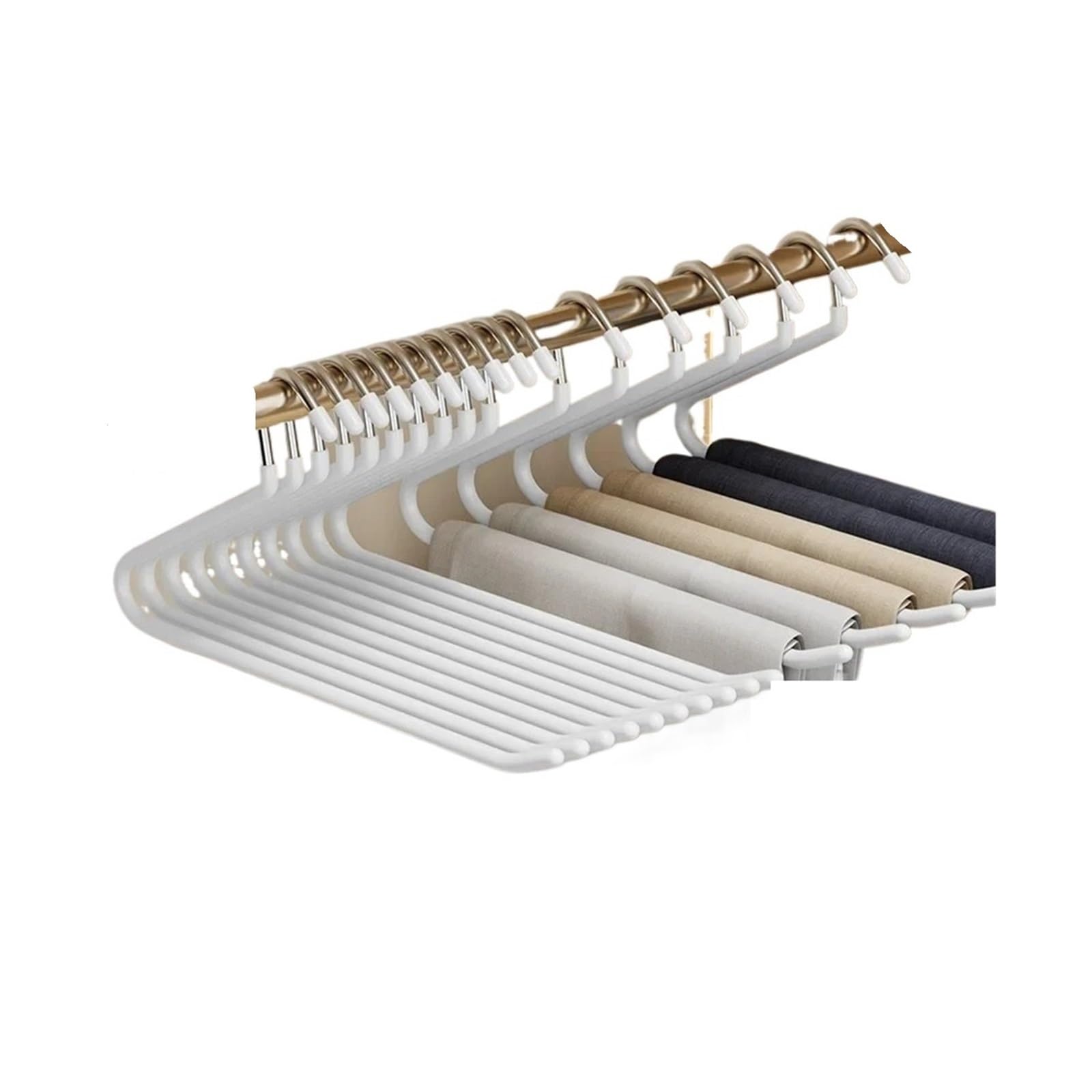 5pcs/10pcs Trouser HangerNon-Slip Hook Hanger Wardrobe(White,5Pcs)