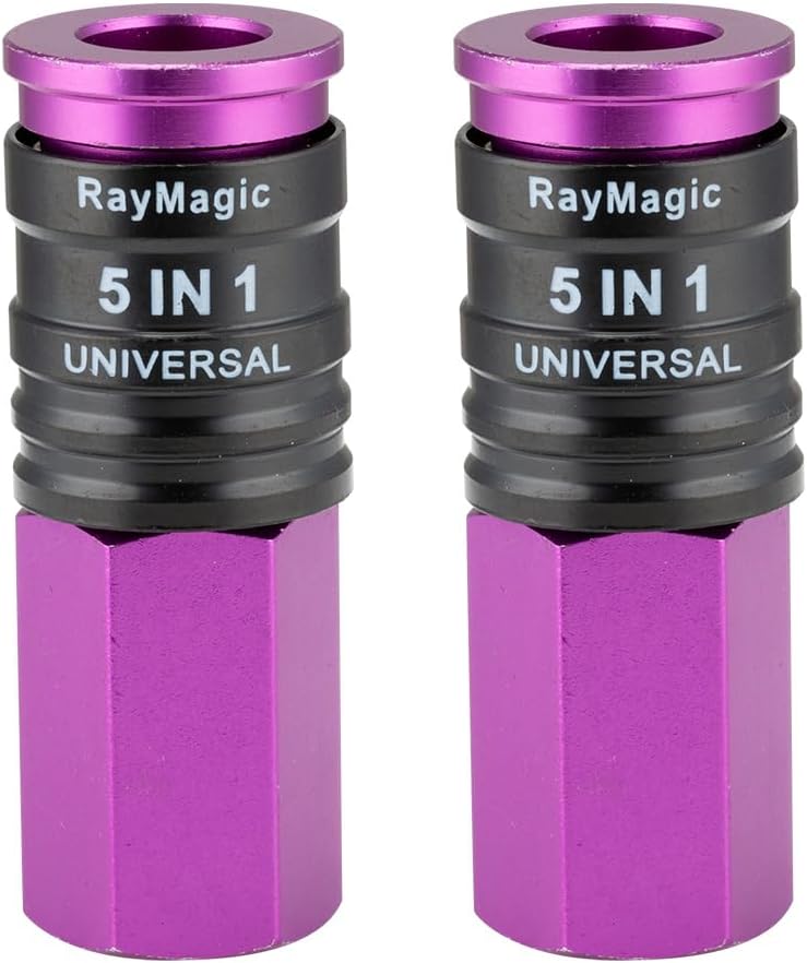 RayMagic 5IN1 Universal Quick Industrial Air Coupler, Air Hose Fittings, 1/4" Female NPT, Quick Connect Air Compressor Accessories, Air Compressor Fittings, 5-PCS RED