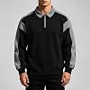 Suéter Polo con Medio Cierre para Hombre, Bloques de Color, Pullover Relajado 3