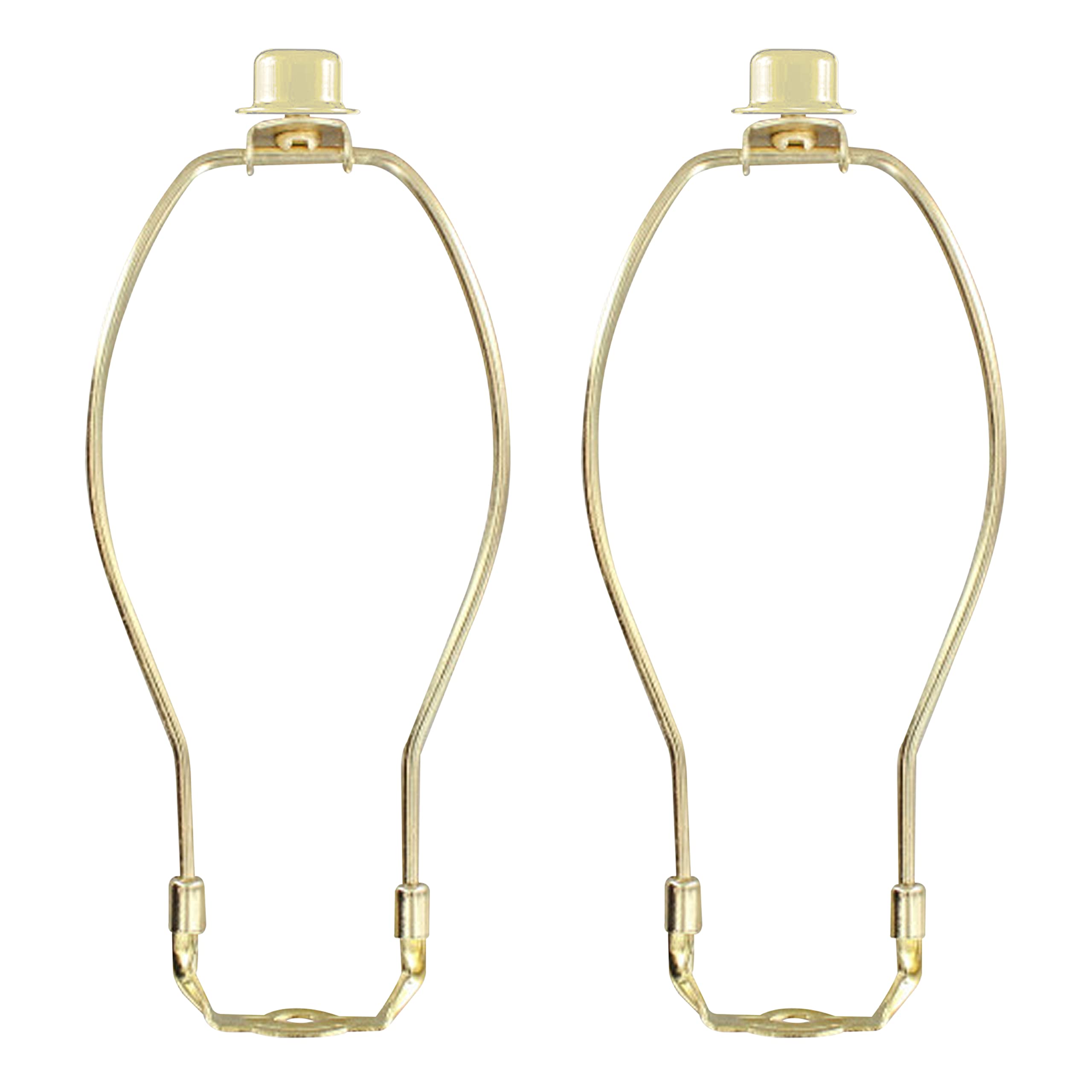 I Like That Lamp Complete Lamp Set (2 Pack) - Brass 9" Harp (For 10" to 11" Lampshades) - Includes Harp, Saddle Holder Base and Finial - Converter For Table and Floor Lamps