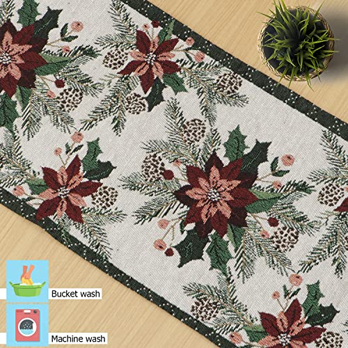 Image of HOKIPO Cotton Jacquard Dinner Table Runner 12x72 Inches (IN-532-D1), White