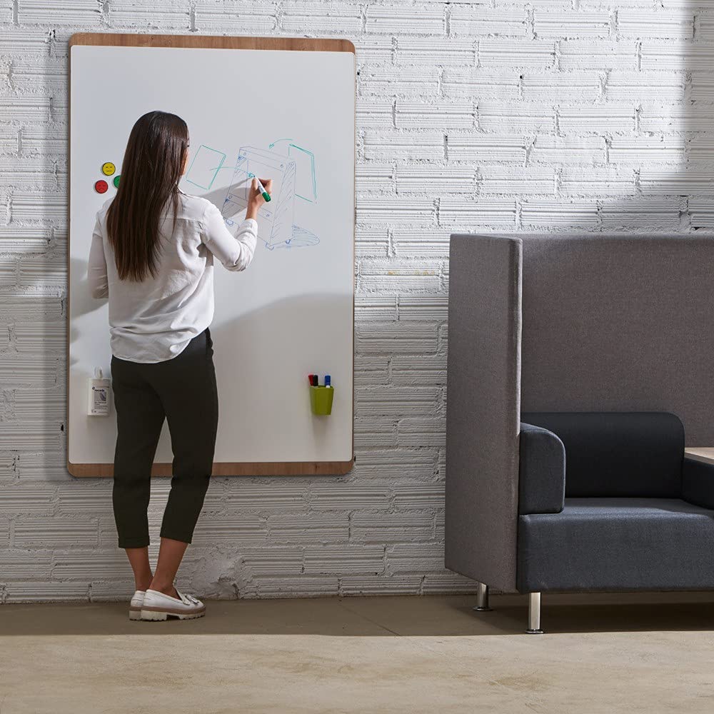 Rocada | Pizarra Blanca y Madera de la Gamma Natural | Pizarra Magnética | Borrado en seco | Pizarra de Pared Elegante | Distintas Posiciones | 75 x 115 cm