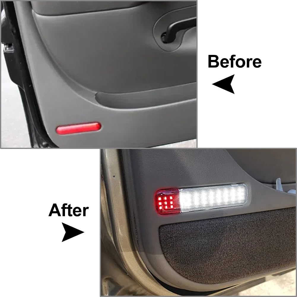 CNxinn10 ABS Interior Door Panel Light Courtesy Warning Lamp Clear + Red For GMC Sierra Yukon C/K 1500
