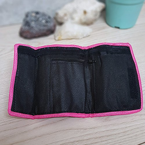 Mia Jewel Shop Multicolored Woven Striped Slim Soft Trifold Wallet Coin Purse with Card Slots - Womens Unisex Fashion Handmade Bags Boho Travel Accessories (Pink)3